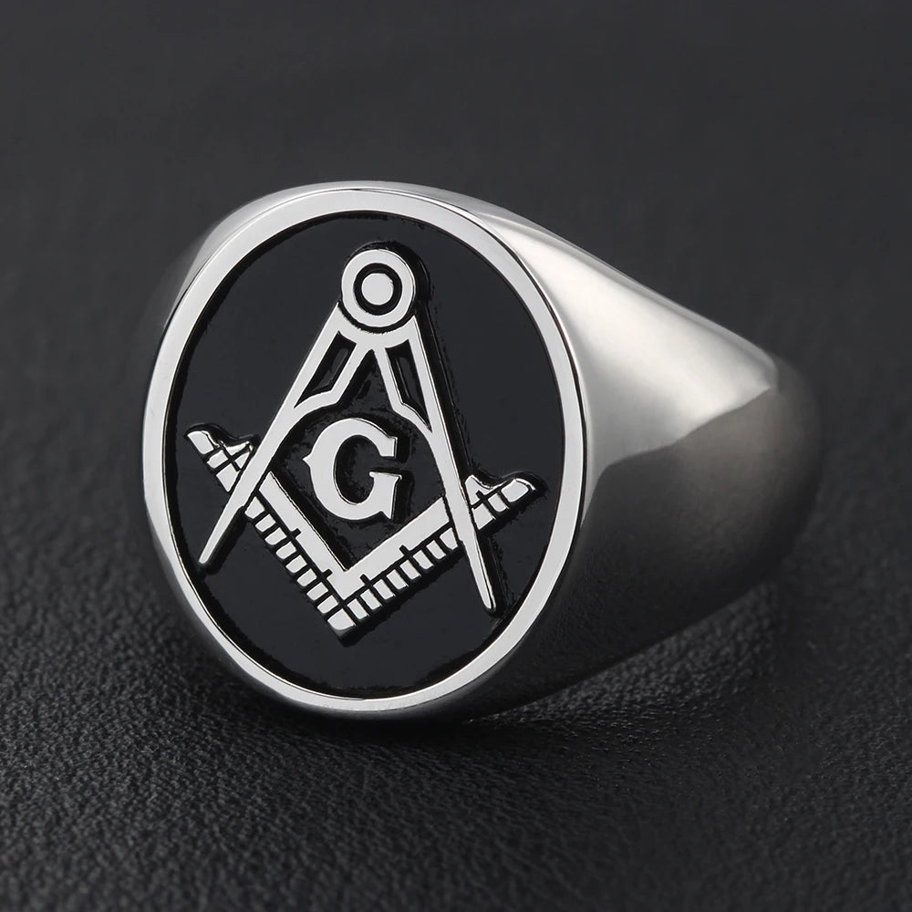 Secret Master Mason Compass Freemason Masonic Signet Soild Real Sterling Silver Ring