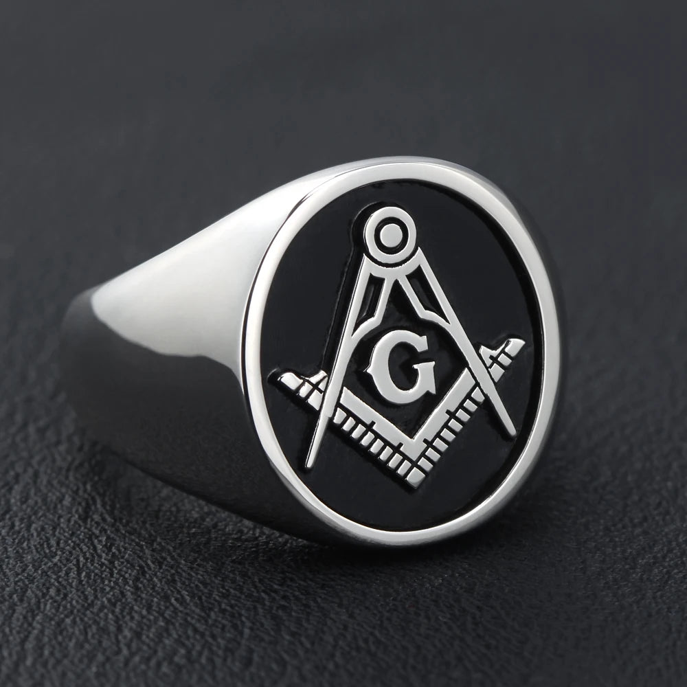 Secret Master Mason Compass Freemason Masonic Signet Soild Real Sterling Silver Ring