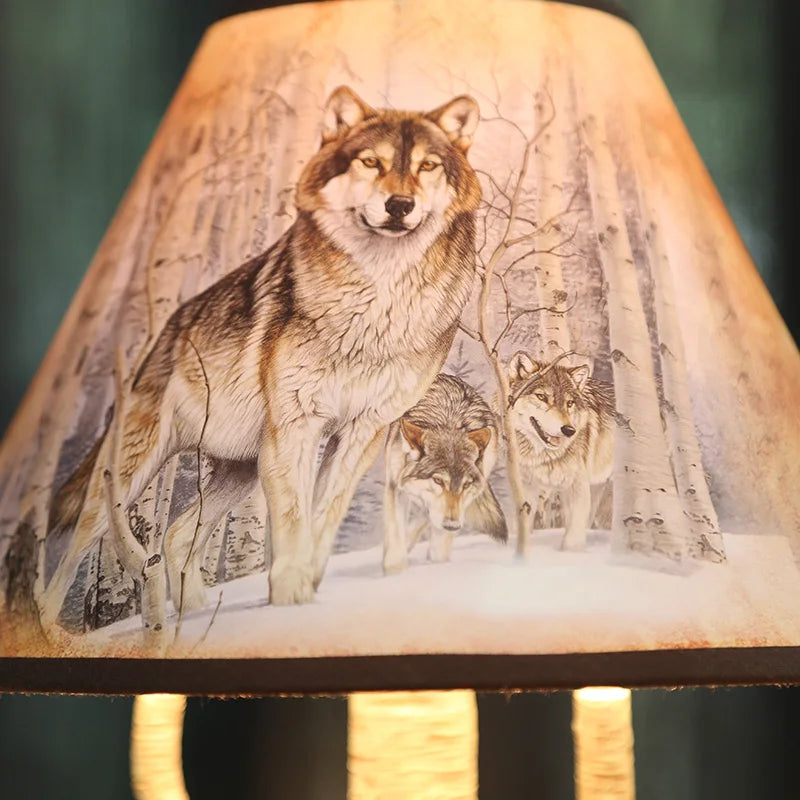 A lamp in the shape of a wolf