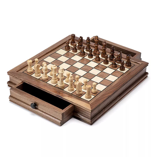 A large chessboard made of expensive wood