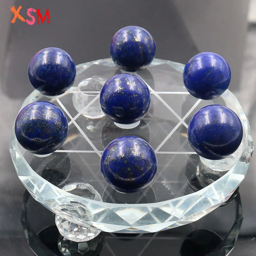 XSM Natural White Crystal Seat Stand Plate Base Sphere Balls Seven Star Array Feng Shui Element Reiki 7 Chakra Energy Meditation