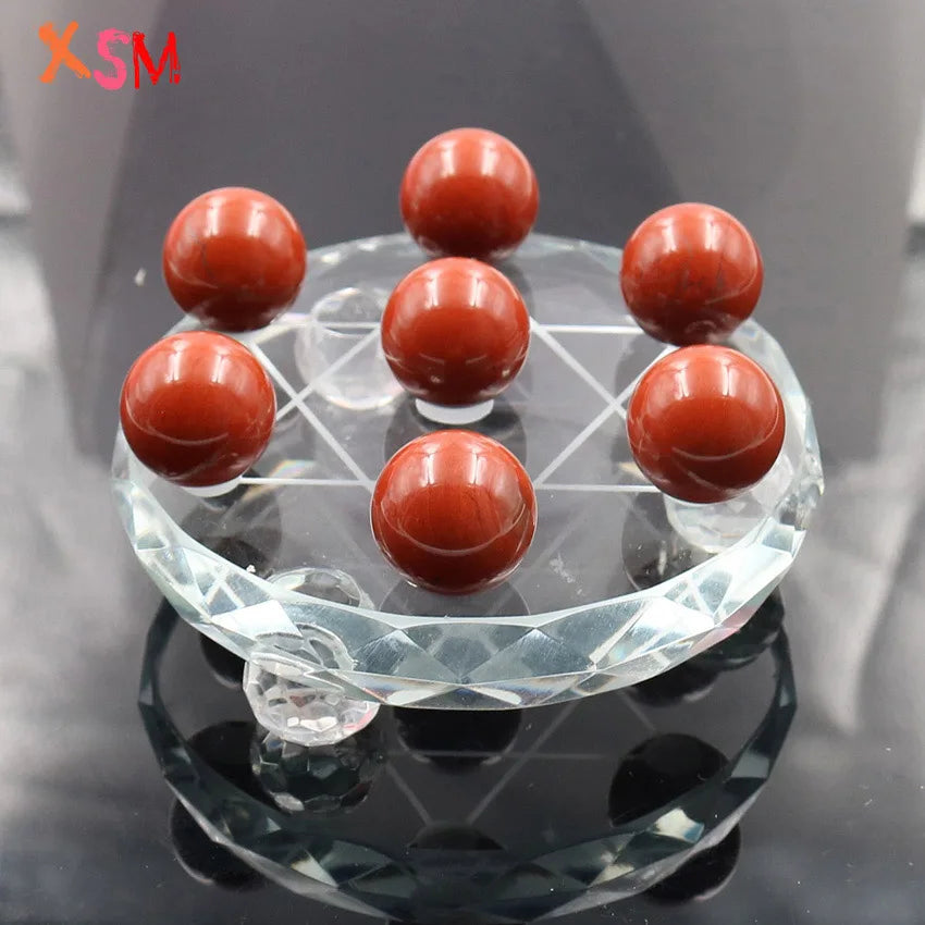 XSM Natural White Crystal Seat Stand Plate Base Sphere Balls Seven Star Array Feng Shui Element Reiki 7 Chakra Energy Meditation