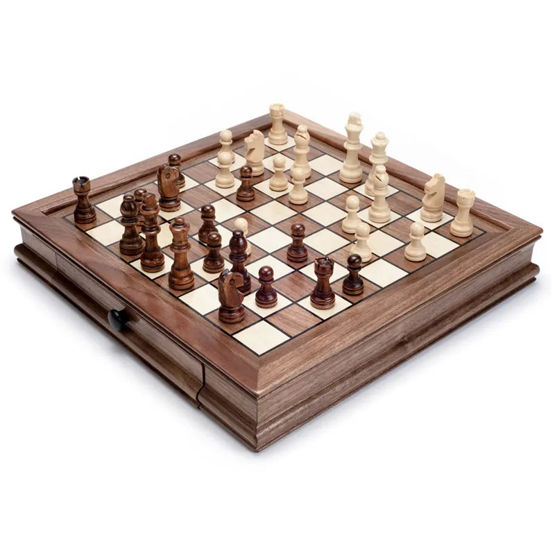 A large chessboard made of expensive wood