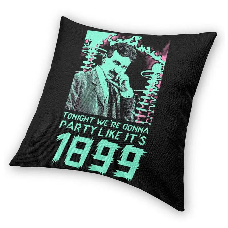 Nikola Tesla covered with a pillow