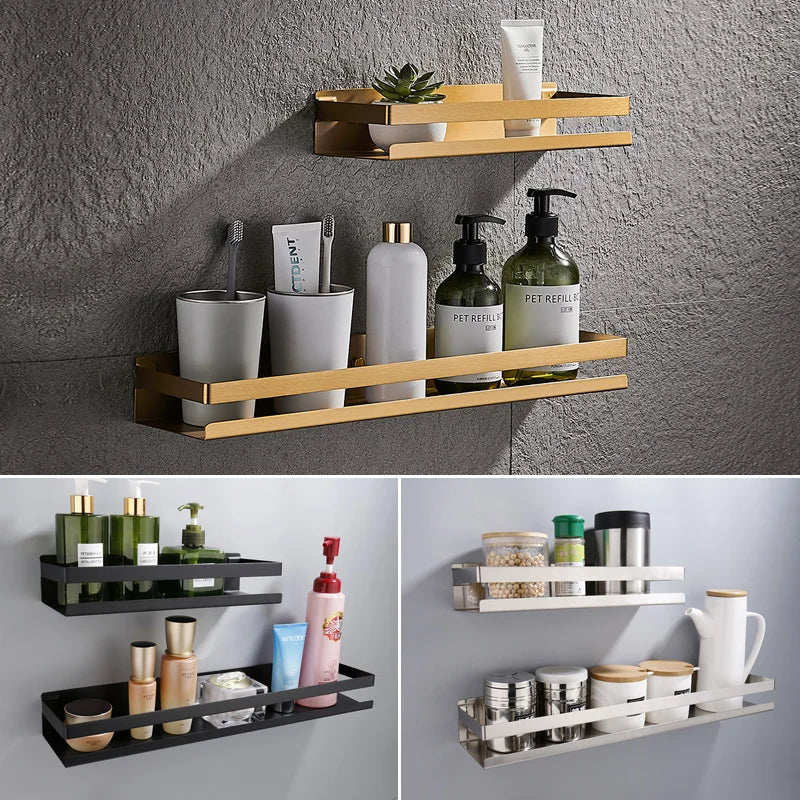 black and gold Ambatiav corner shelves