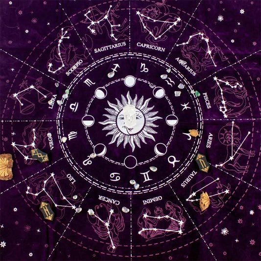 Zodic Altar Cloth Constellations Tarot Tablecloth Velvet Divination Fortune Astrology TableMat Chakra Ritual Wicca PartySupplies