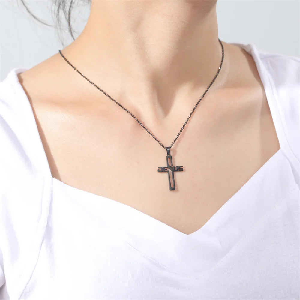 Jesus cross necklace for women - Christian jewelry for prayer, baptism and gifts 