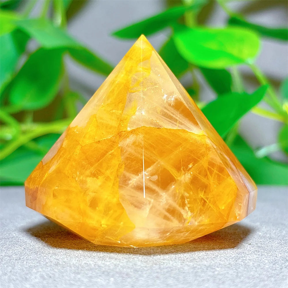 Golden healing crystal - natural stone, relaxation, meditation