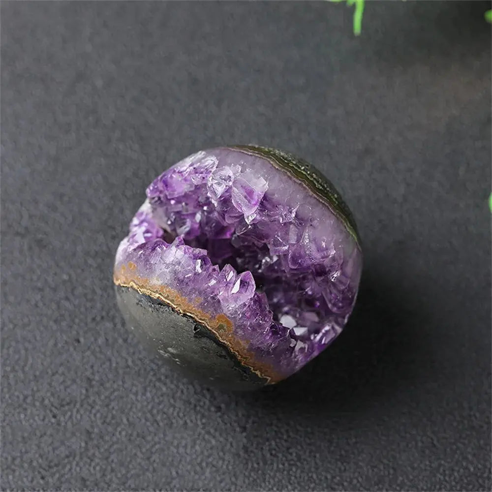 Natural Crystal Amethyst Geode Quartz Cluster Ball Specimen Reiki Energy Cave Feng Shui Divination Lucky Wealth Home Decoration