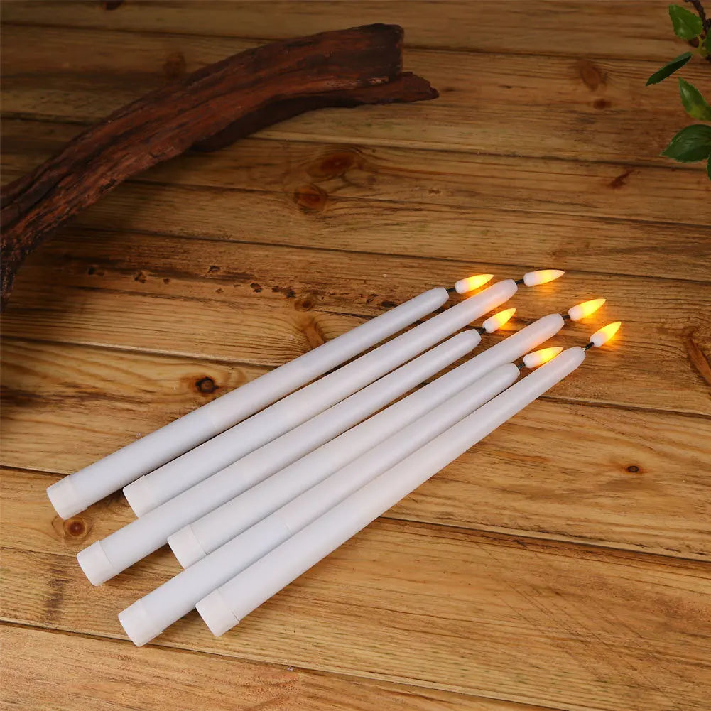 black/white led candles with flickering flame