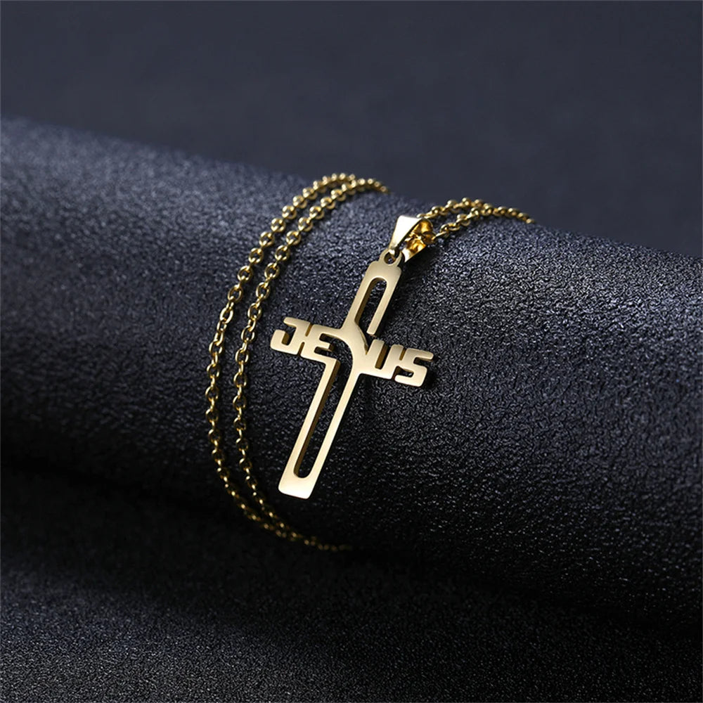 Jesus cross necklace for women - Christian jewelry for prayer, baptism and gifts 