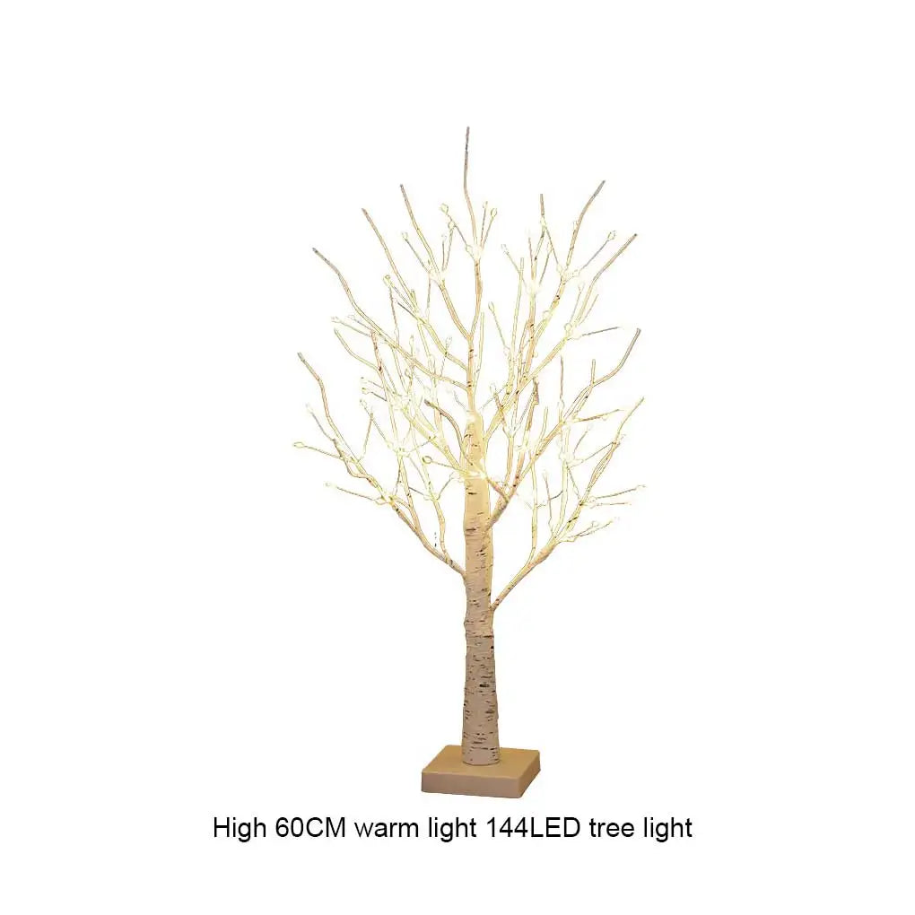 A room lamp in the shape of a miniature tree