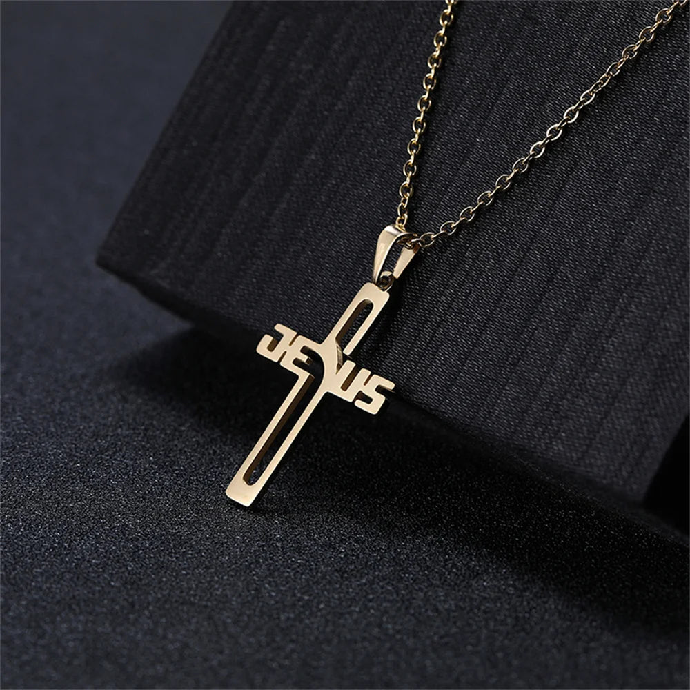 Jesus cross necklace for women - Christian jewelry for prayer, baptism and gifts 