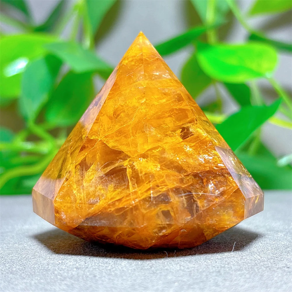 Golden healing crystal - natural stone, relaxation, meditation