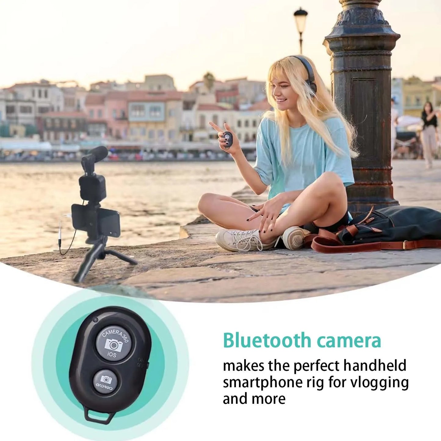 Smartphone Vlogging Kit for iPhone and Android with Tripod and Mini Microphone - Vlogging Starter Kit for TikTok, Live Streaming and YouTube Product Description: 