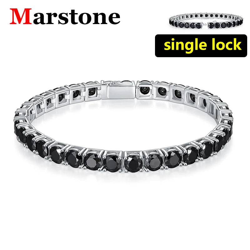 Black Full Moissanite Tennis Women's Men's Bracelet Original 925 Sterling Silver Man Tennis Chain Fine Jewerly for Men Women