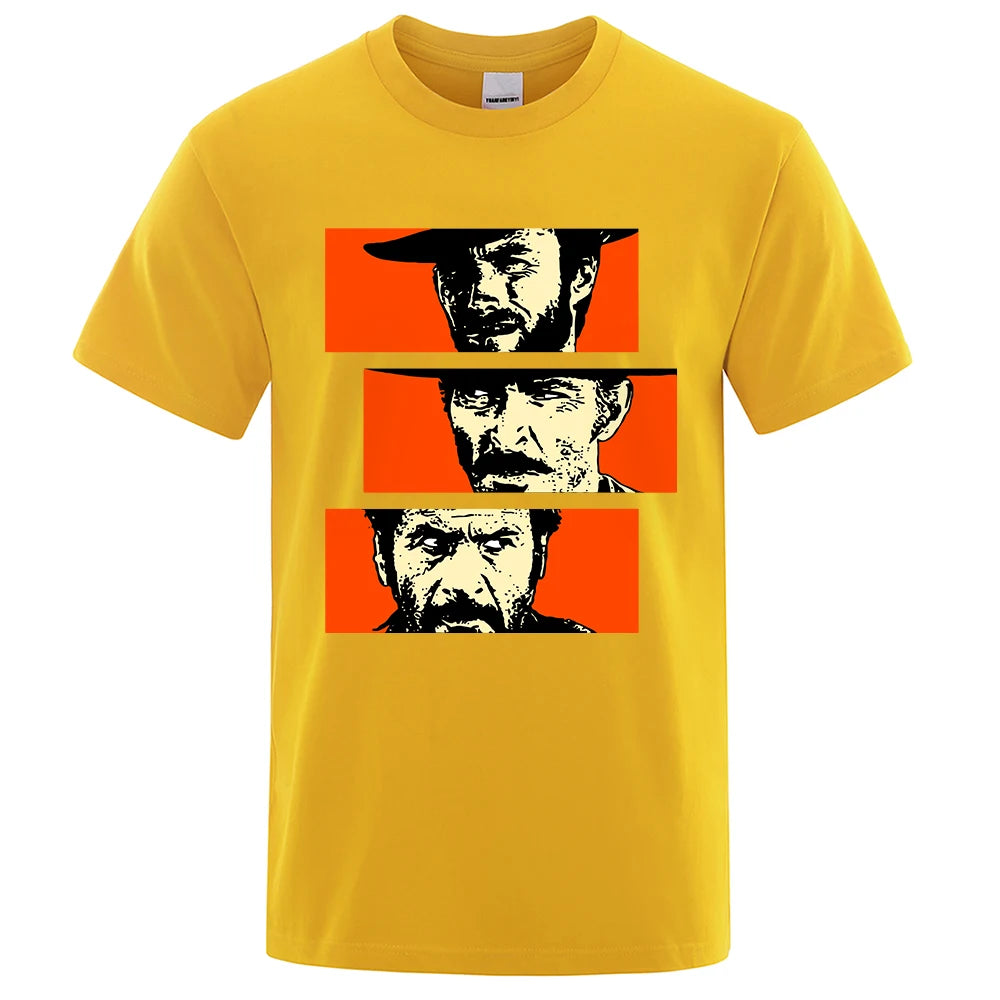 "The Good, the Bad and the Ugly" t-shirt for men and women: oversized cowboy design in quality cotton fabric 