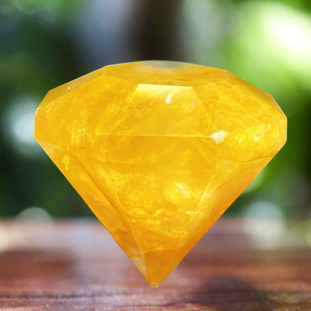 Golden healing crystal - natural stone, relaxation, meditation