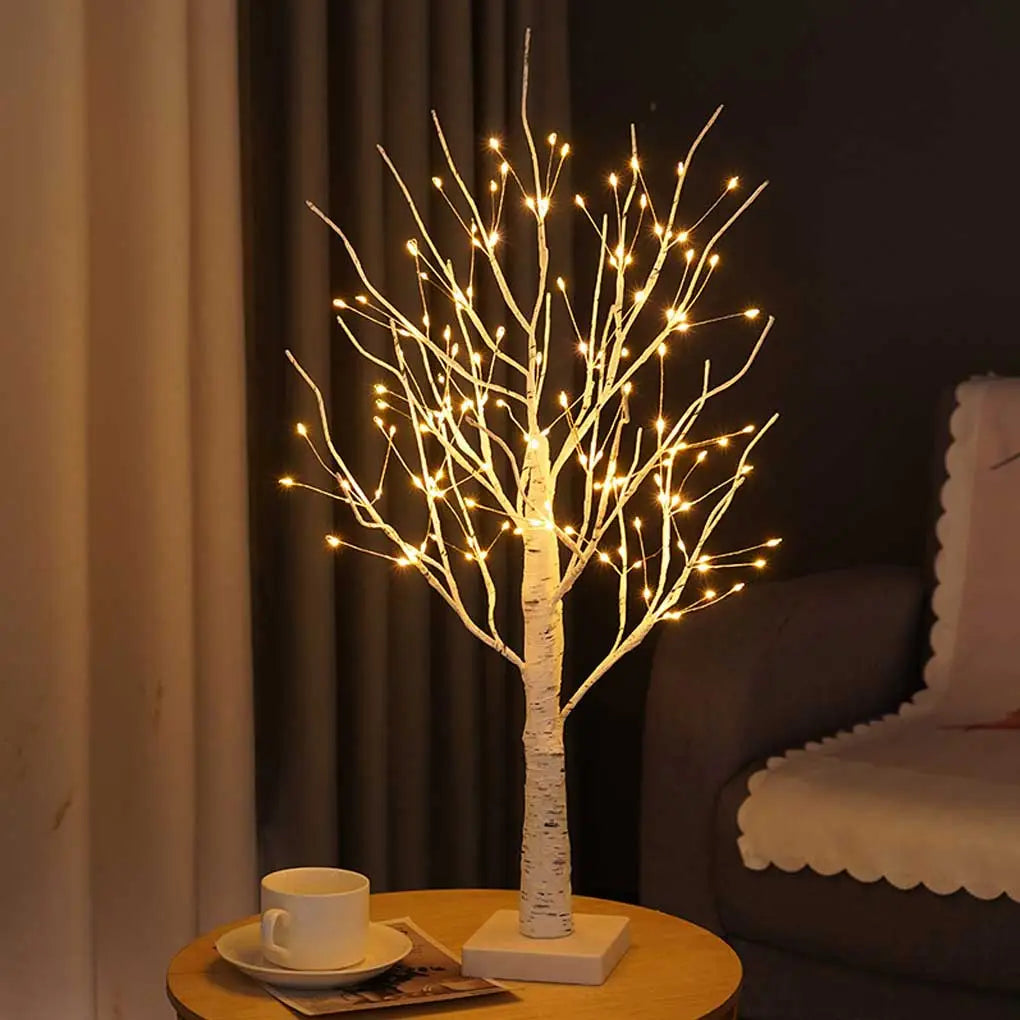 A room lamp in the shape of a miniature tree