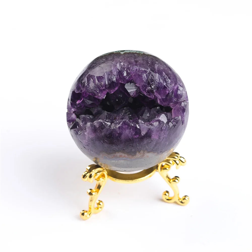 Natural Crystal Amethyst Geode Quartz Cluster Ball Specimen Reiki Energy Cave Feng Shui Divination Lucky Wealth Home Decoration