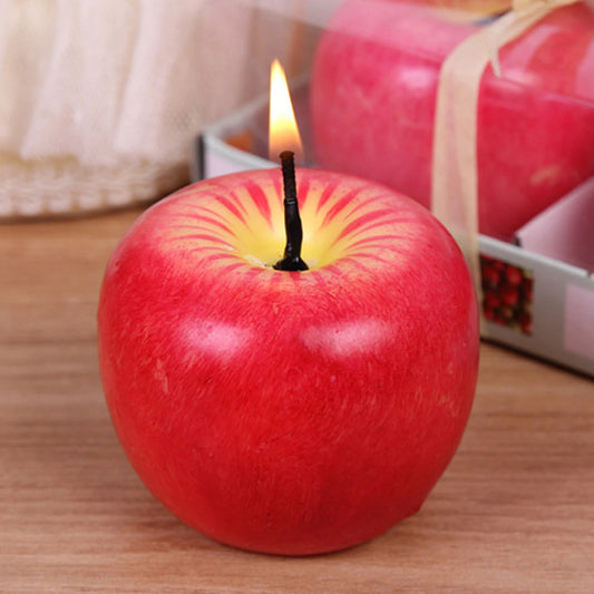 Home Red Apple Shape Modeling Techniques Scented Candles Apple Decorations Birthday Christmas Party Fruit Candles Decoration