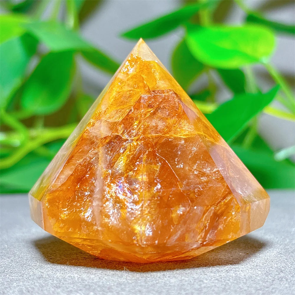 Golden healing crystal - natural stone, relaxation, meditation