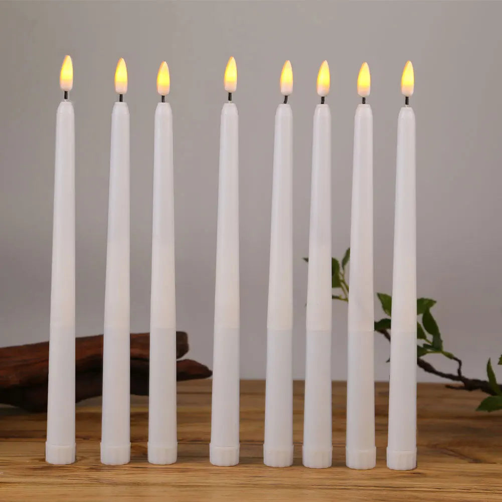 black/white led candles with flickering flame