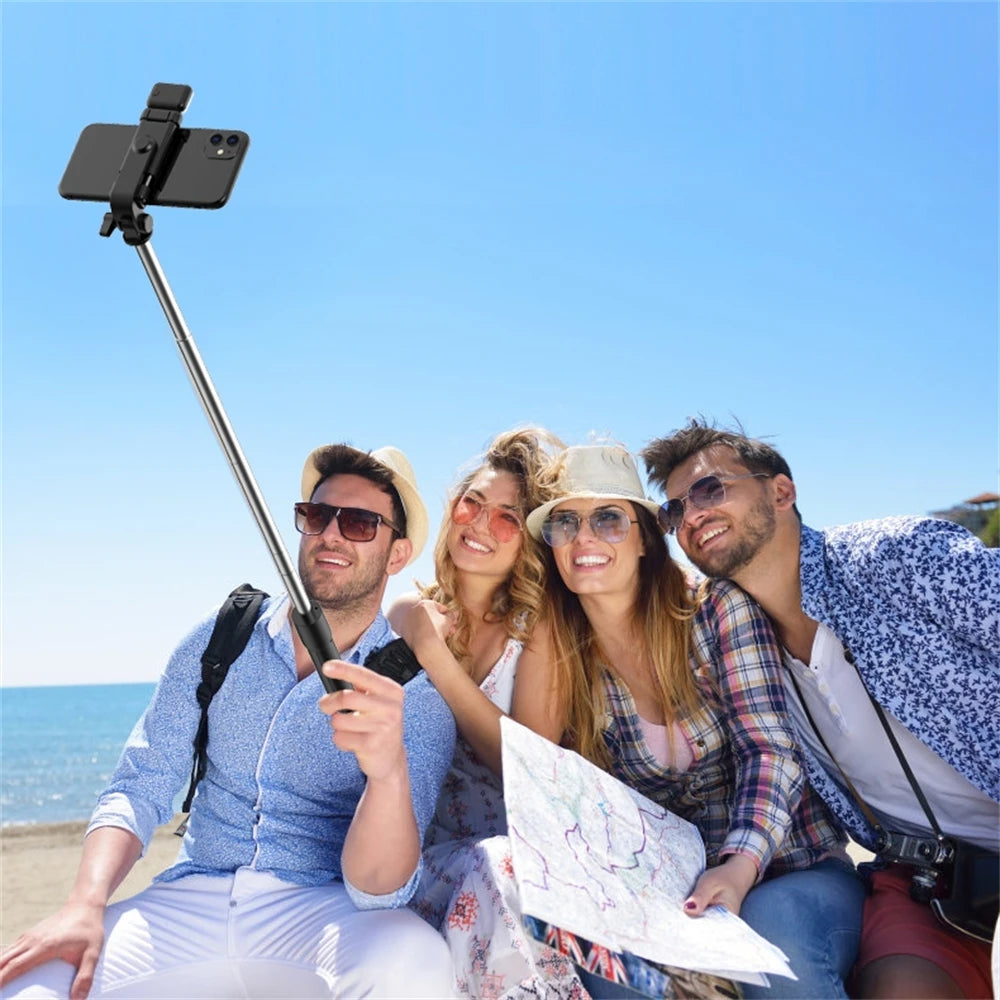 Foldable selfie stand with colorful LED lighting and 740 mm long mini tripod for live streaming and video on Tiktok and YouTube