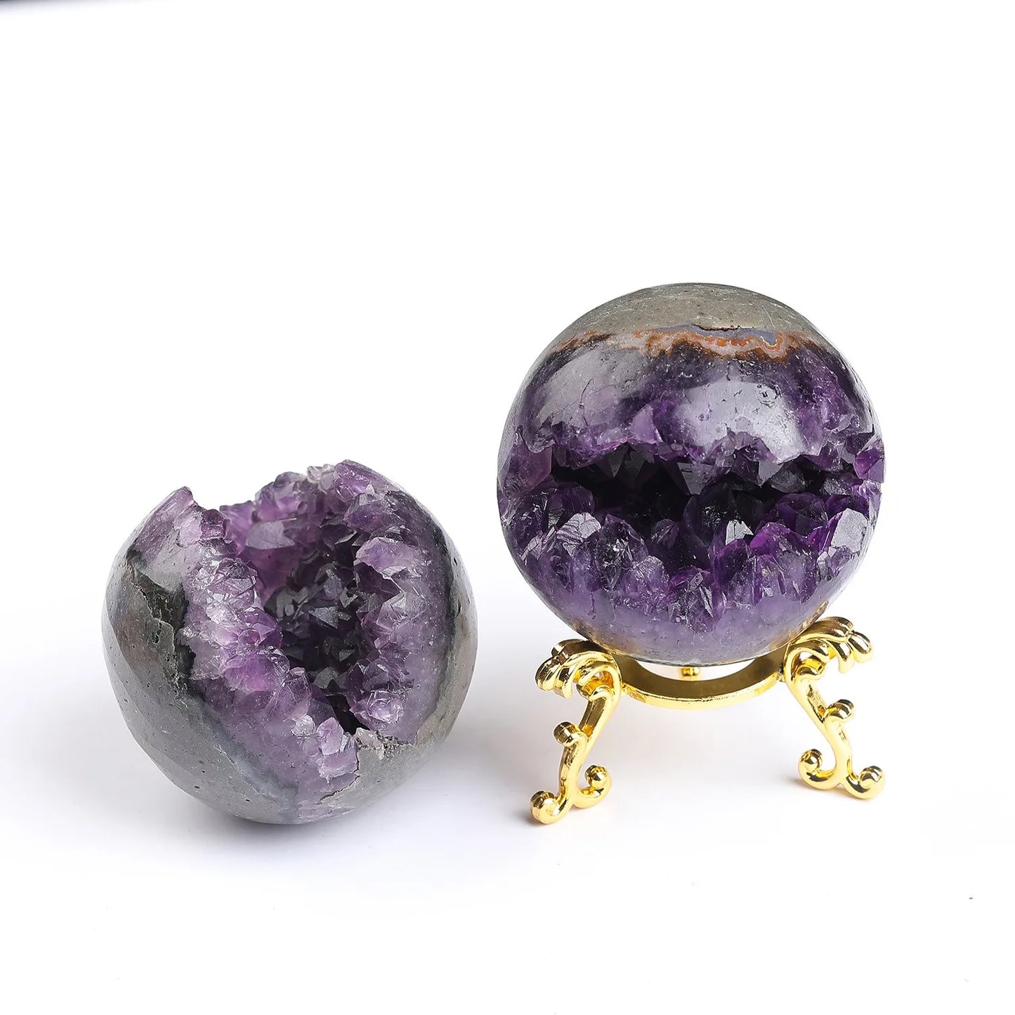 Natural Crystal Amethyst Geode Quartz Cluster Ball Specimen Reiki Energy Cave Feng Shui Divination Lucky Wealth Home Decoration