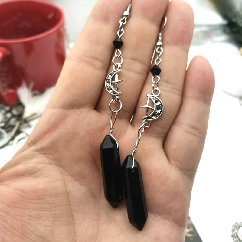 Crystal crescent earrings