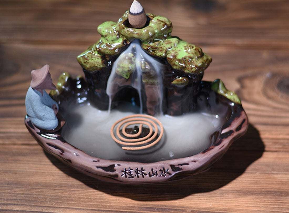 Smoke waterfall incense burner