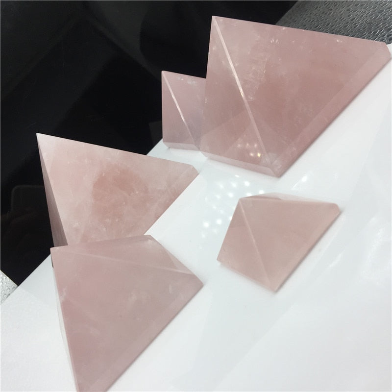 Natural rose quartz pyramid