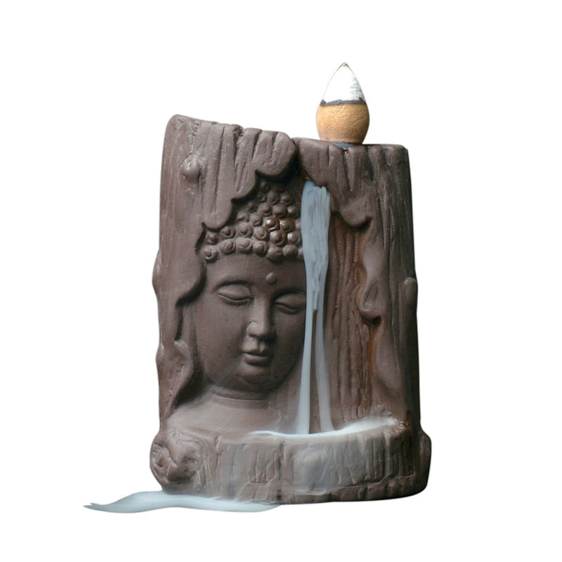 Buddha statue burning incense